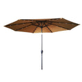 10-ft Taupe Solar Powered Crank Market Patio Umbrella O860650