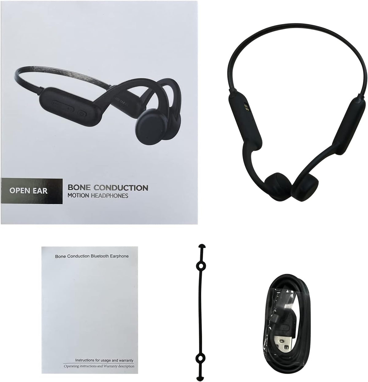 Black Bone Conduction Open Ear Headphones with Mic, 8G Memory, IPX 8 Waterproof, Pack of 2 L9501