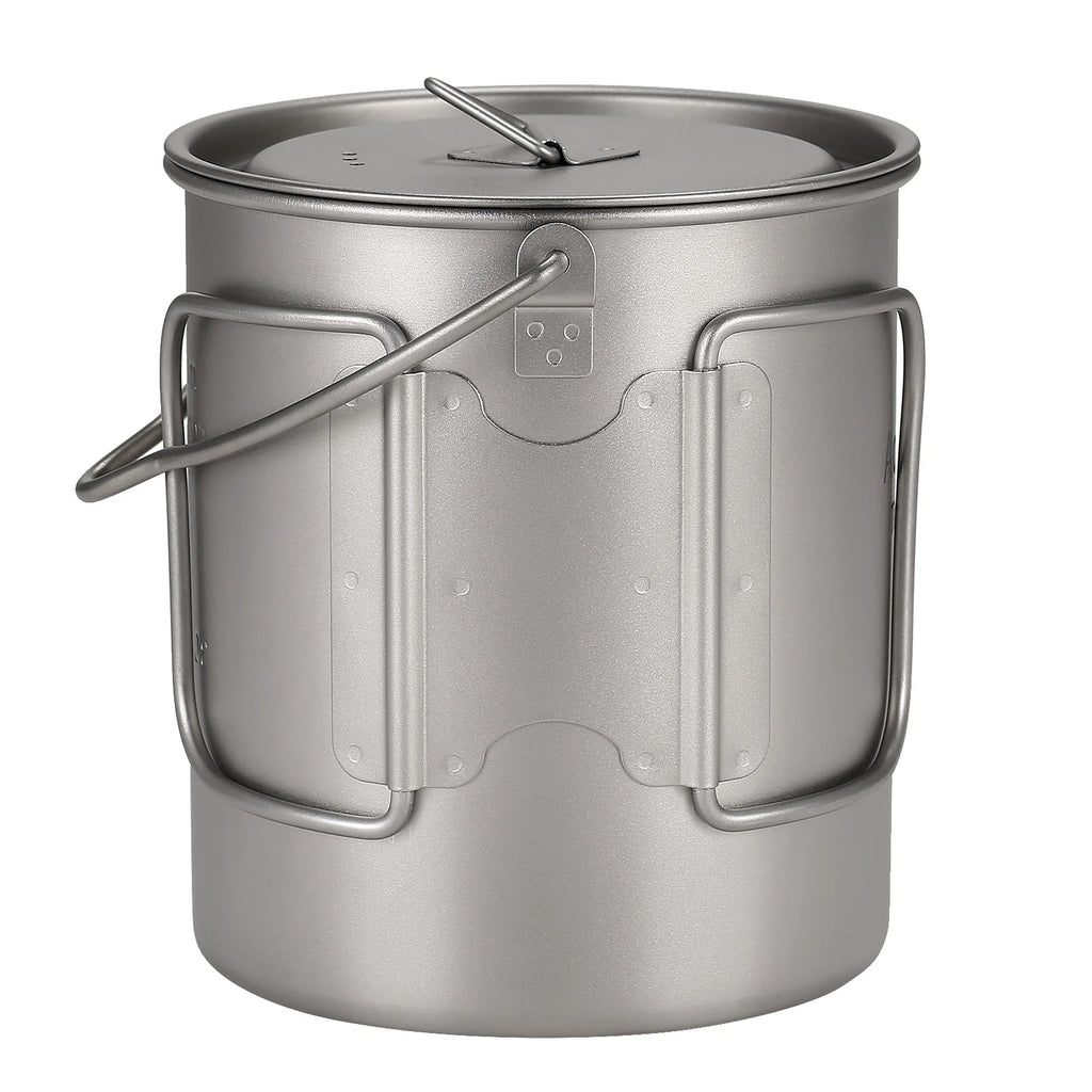 Ultralight 750ml Titanium Pot with Lid and Foldable Handle P498
