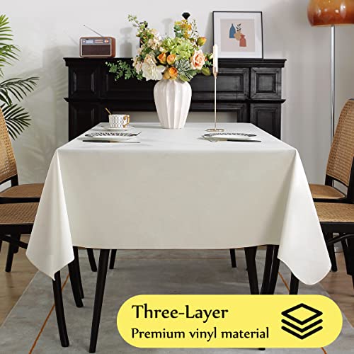 Black 60 x 120 Inch Vinyl Tablecloth with Flannel Backing H953632