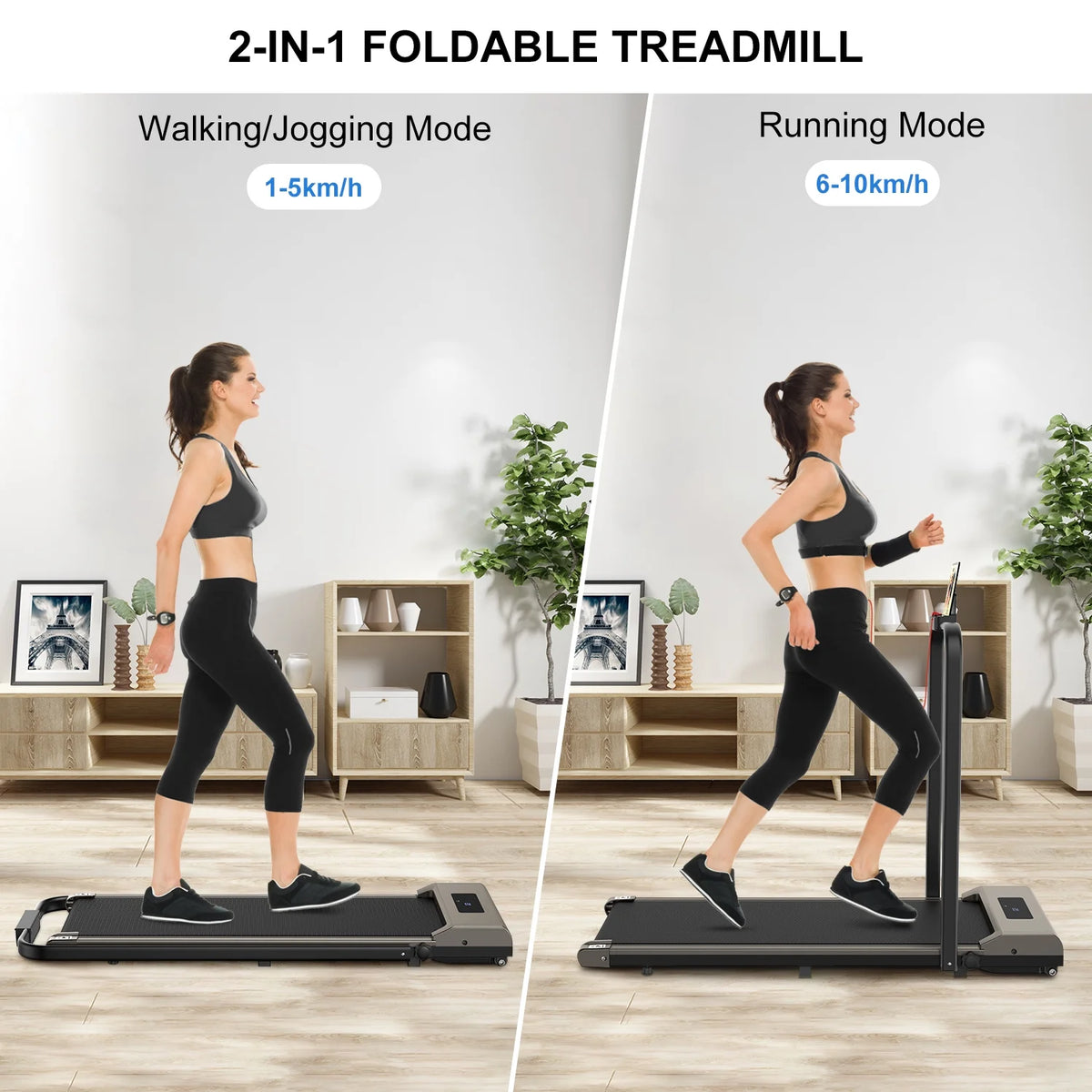 2 in 1 Folding Treadmill 265 lbs Gray Y73788