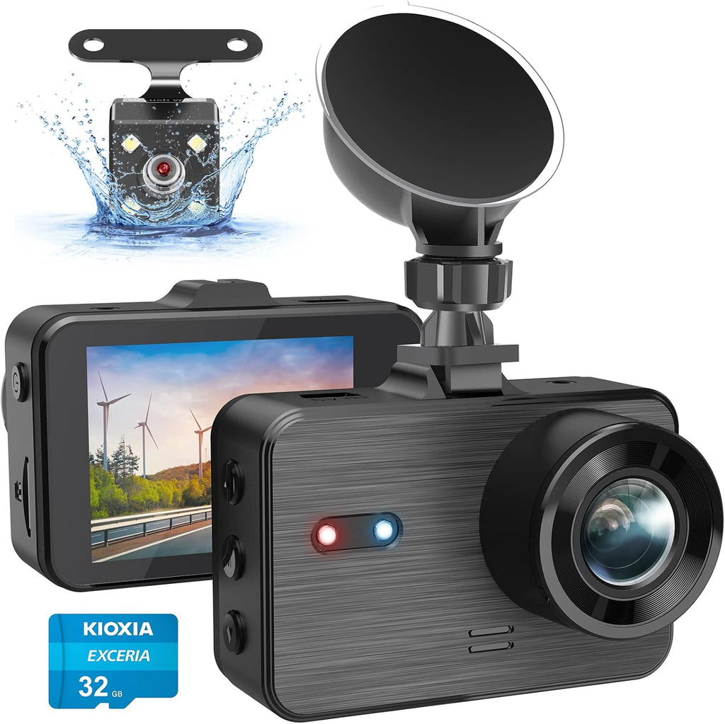 Dash Cam Front and Rear, 1080P Full HD, 2 Inch LCD Screen, 150° Wide Angle, Parking Monitor, Pack of 2 W573020