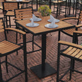 32" Square Outdoor Bar Height Table with Faux Teak Slats T531