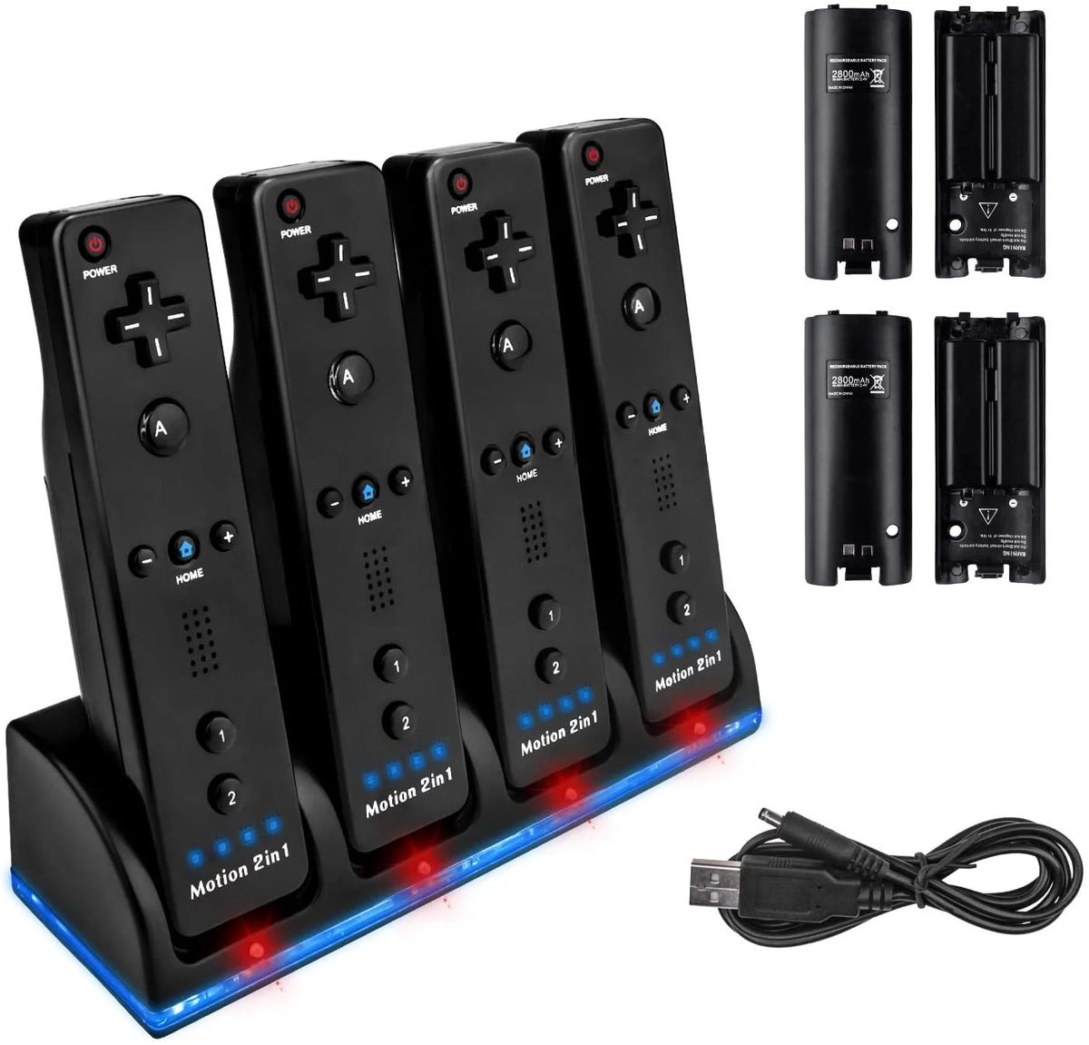 Charger Dock for Wii Remote with 4 Rechargeable Batteries U6805