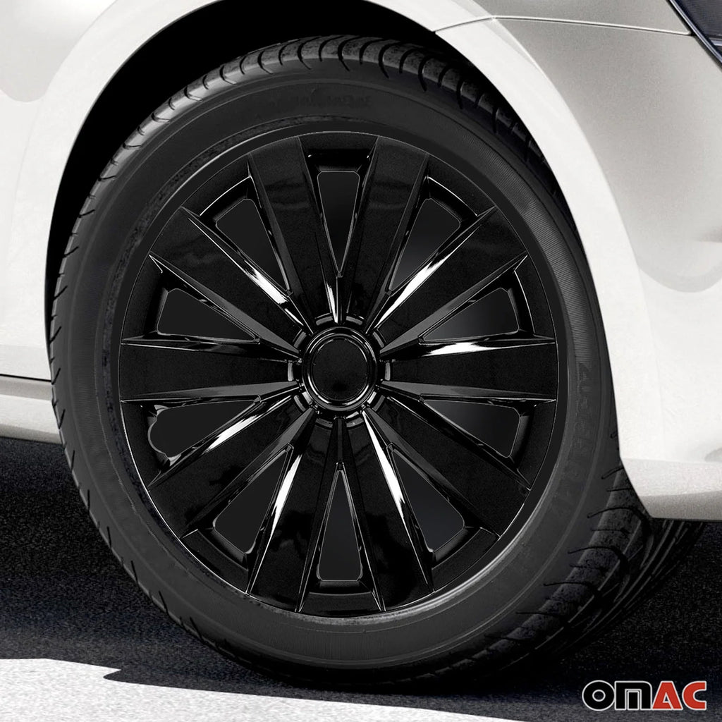 16 Wheel Covers Hubcaps 4Pcs Black N577