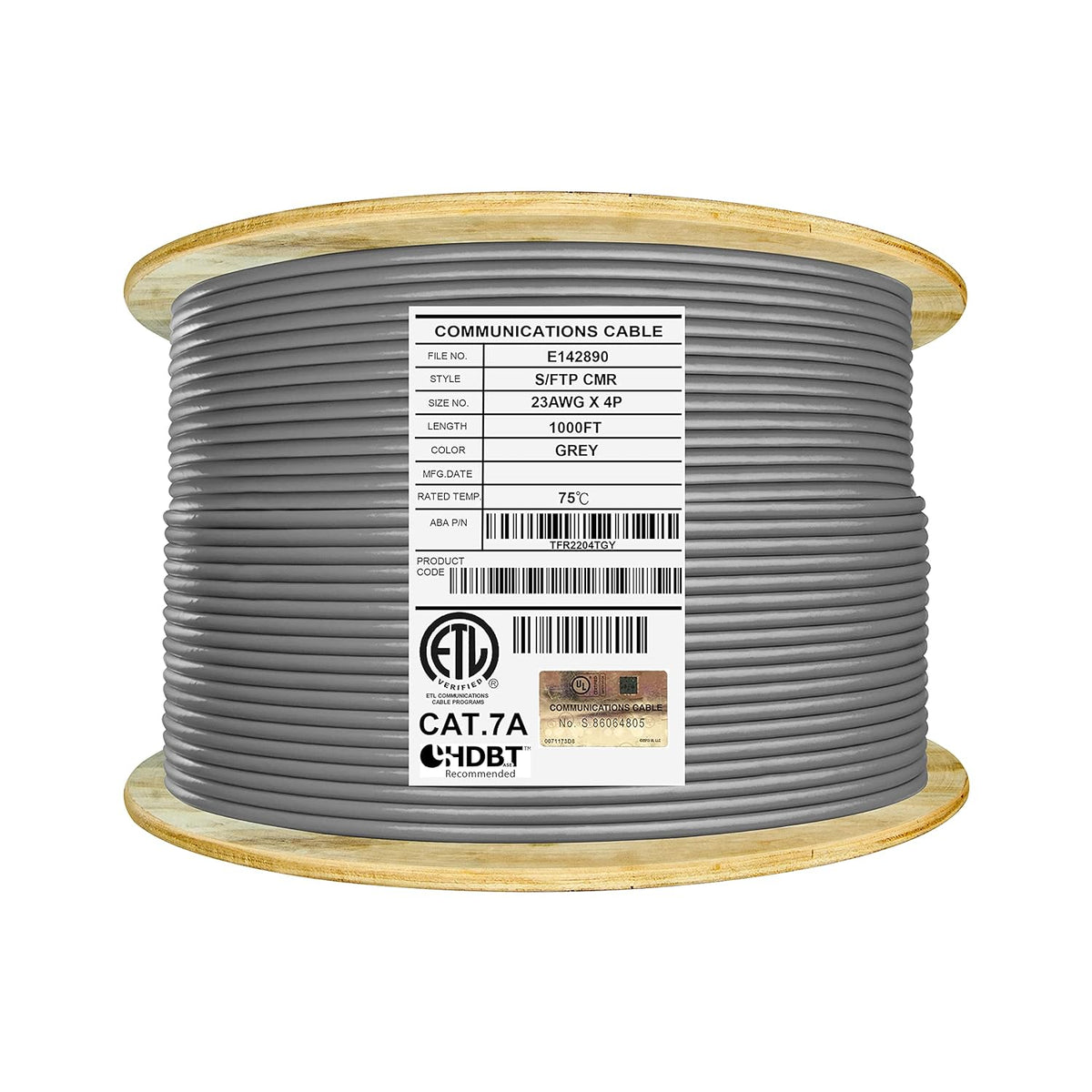 Blue Shielded Cat7A Ethernet Cable 1000ft Reel Q157110