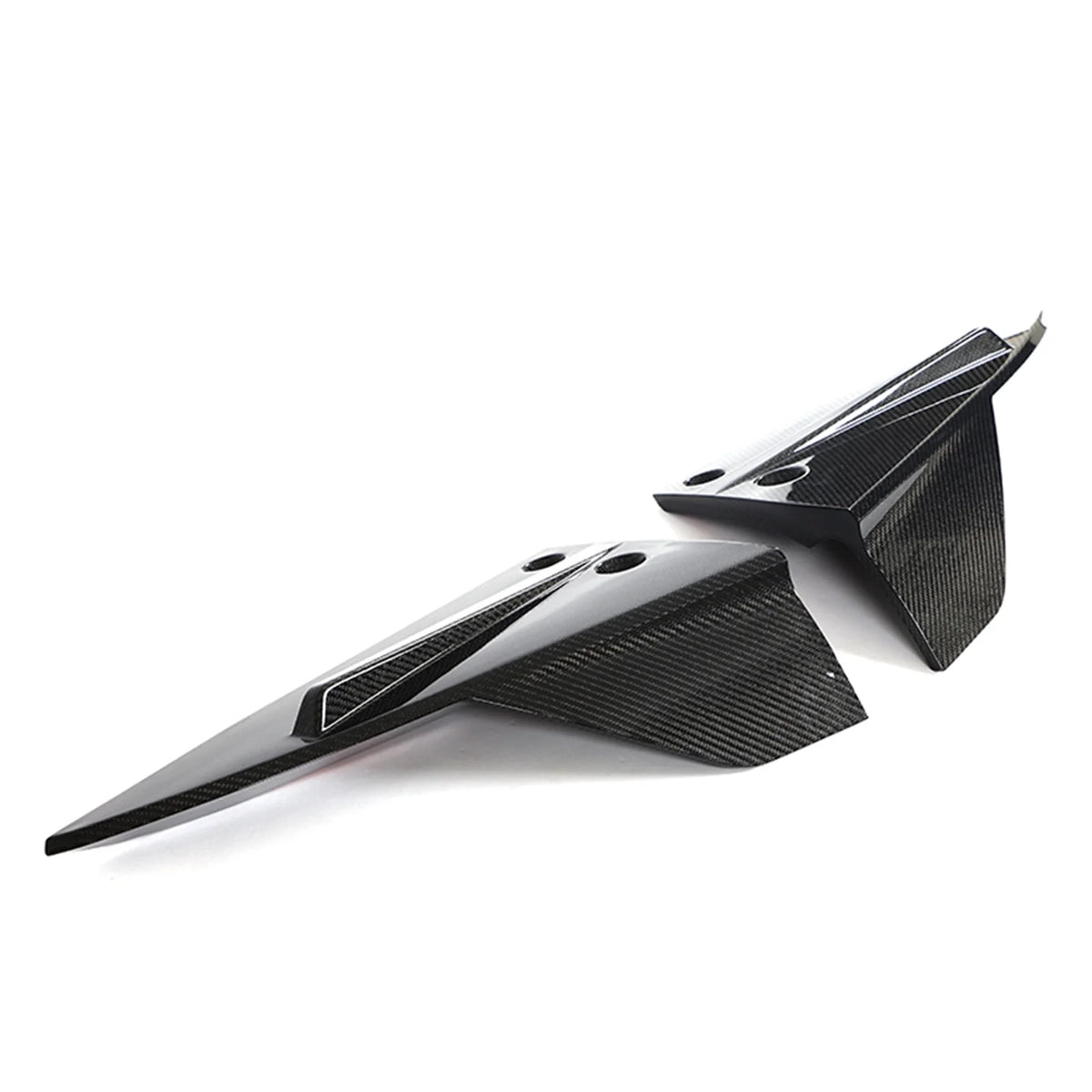 Gloss Black Carbon Fiber Rear Bumper Lip Splitter Diffuser Canards Pair 2PCS M57204