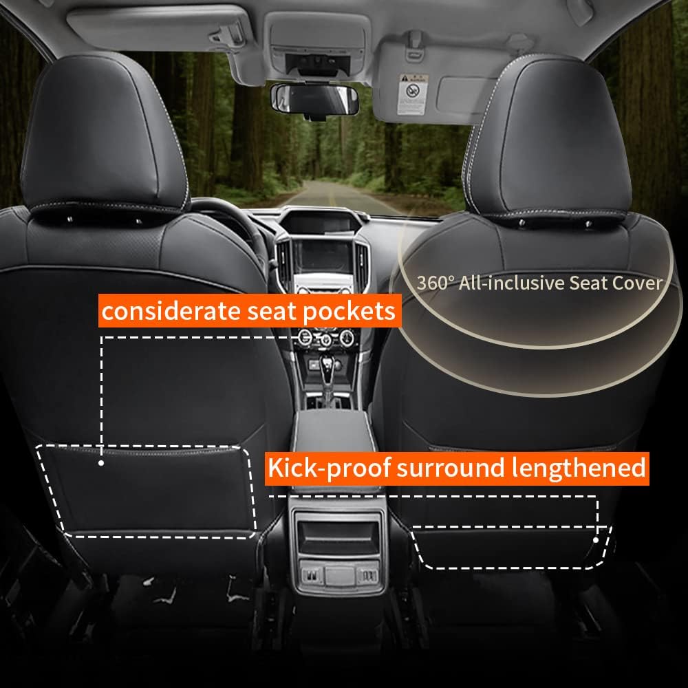 Faux Leather Car Seat Covers Full Set Black A190881