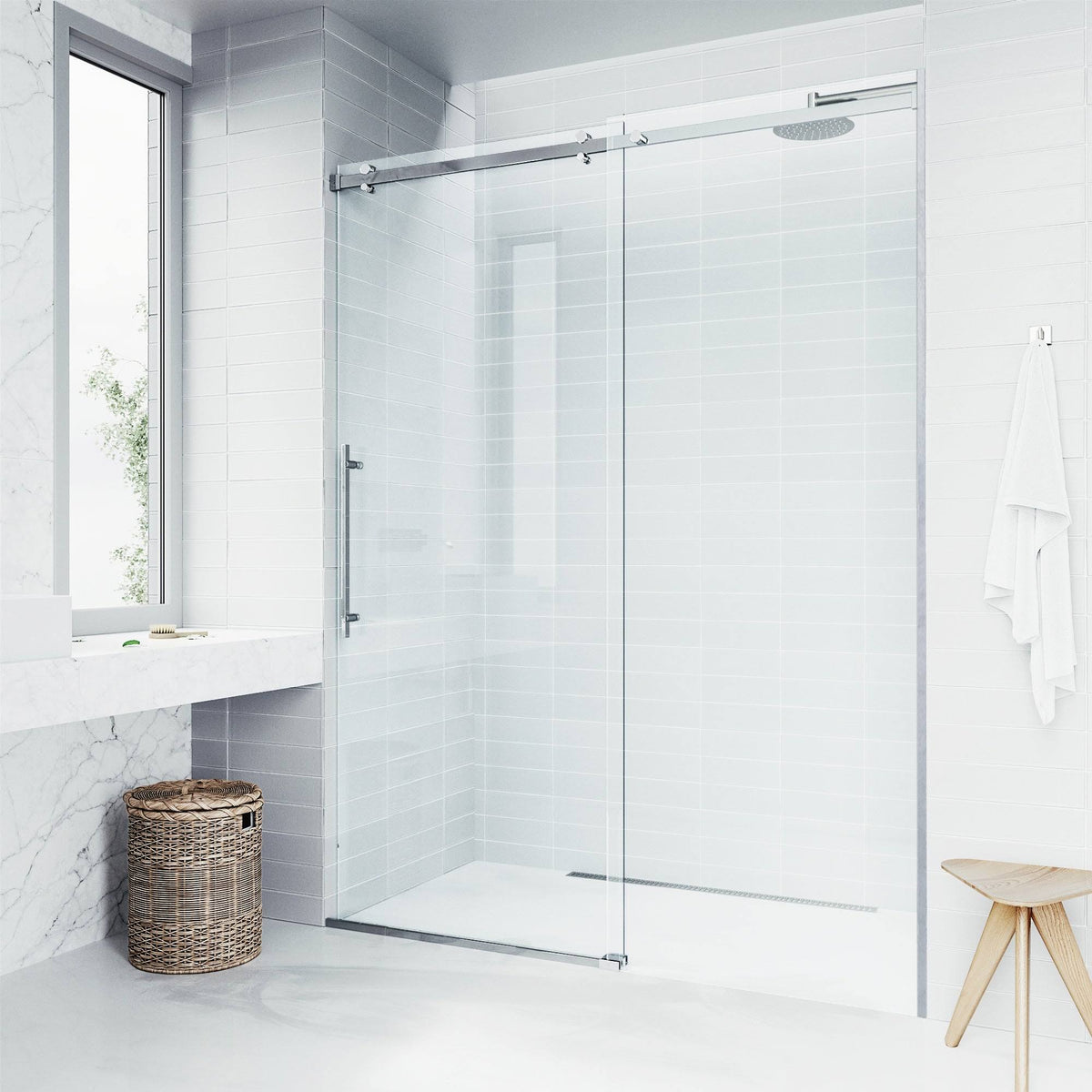 60-Inch Frameless Shower Door with Clear Glass J664