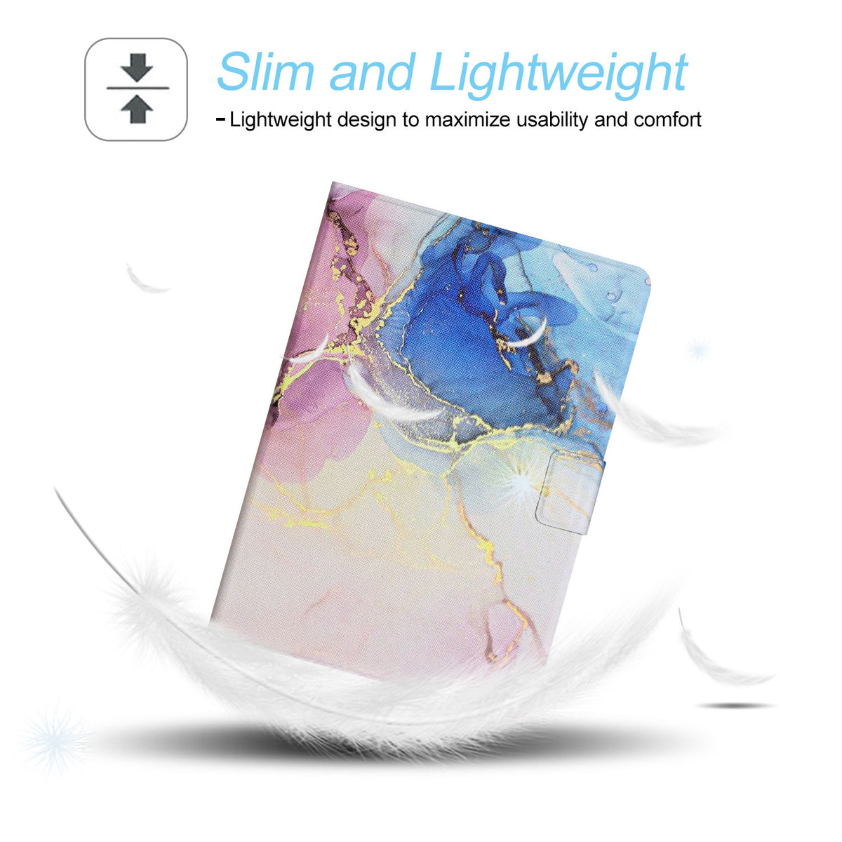 Pink Blue Marble PU Leather Fire HD 10 Tablet Case T5689