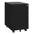 Black Movable File Cabinet with 3-Drawer O9804