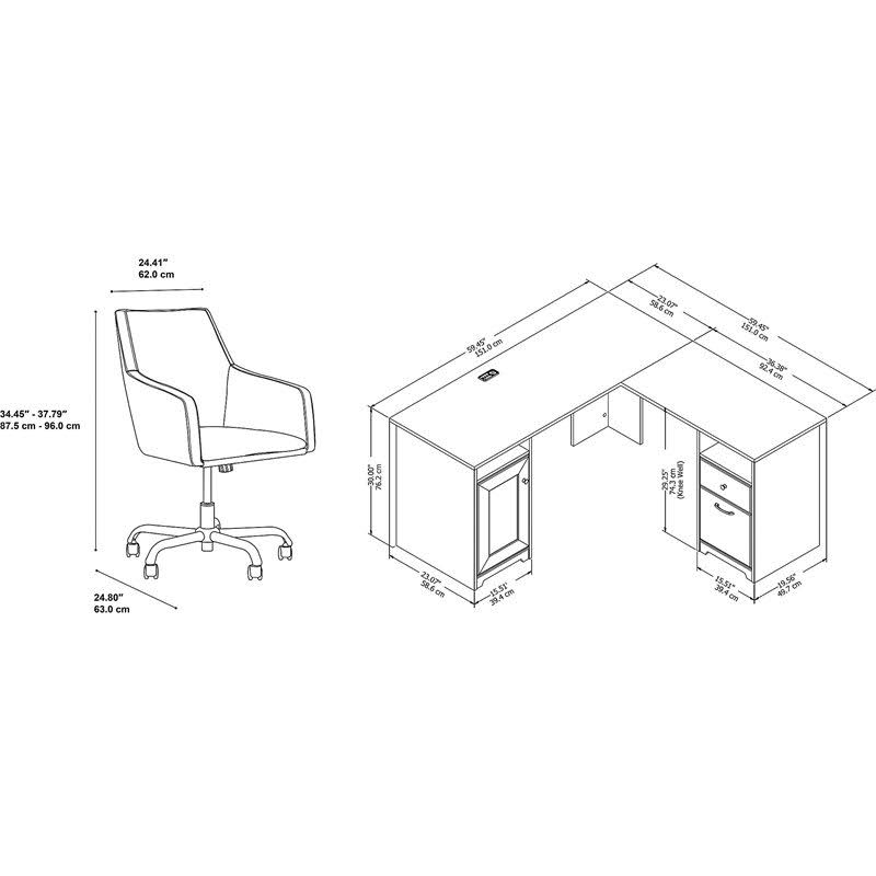 White L Shaped Desk & Chair Set U987960