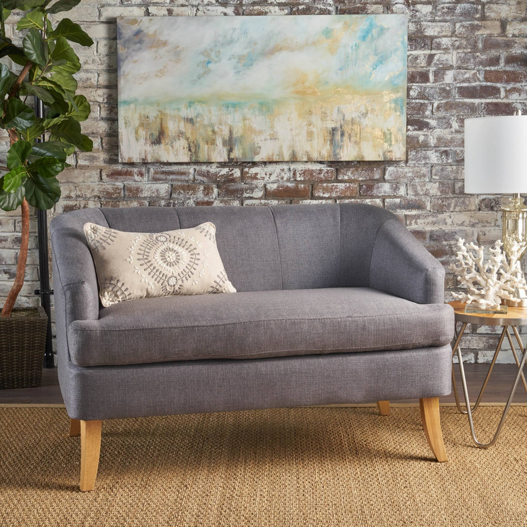 Dark Grey Fabric Loveseat V462792