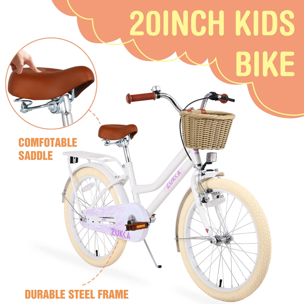20" Kids Bike with Woven Basket White N458281