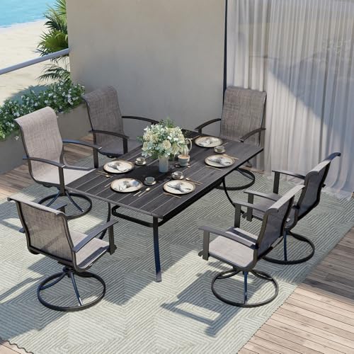 7-Piece Patio Dining Set with Swivel Chairs and Rectangular Dining Table N717643