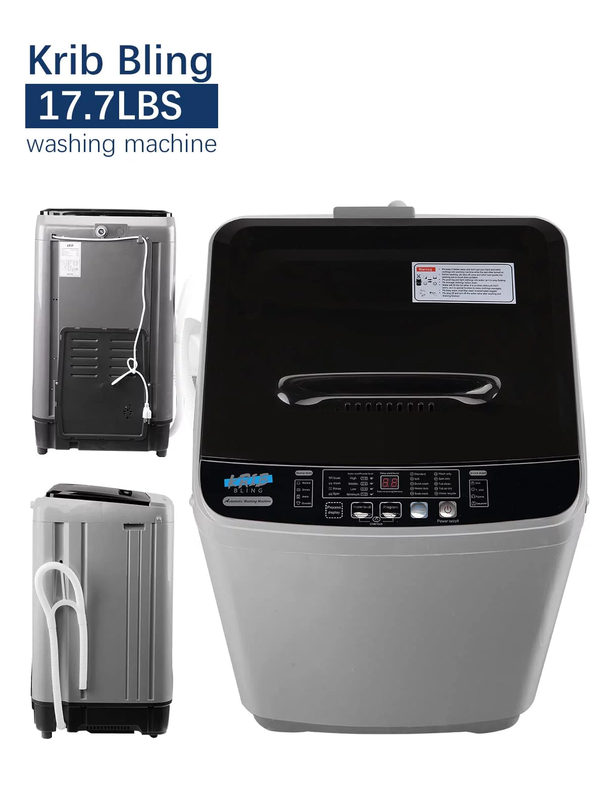 17.6lbs Capacity 1.9 Cu.ft Grey Portable Washing Machine G6006