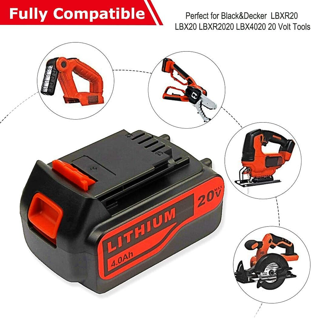 2 Pack 4.0Ah 20V Replacement Lithium Battery for Black and Decker Power Tools U5792