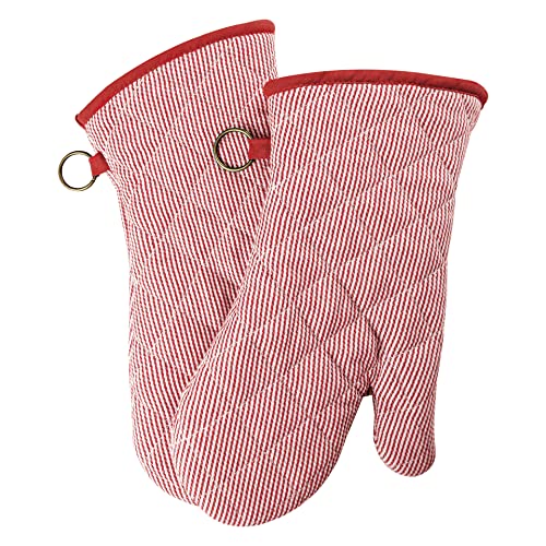 1 Pair 100% Cotton Heat Resistant Oven Mitts S454