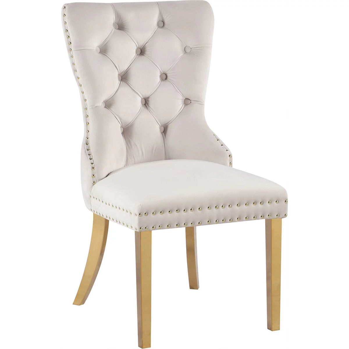 Cream Velvet Dining Chairs Set of 2 Y752