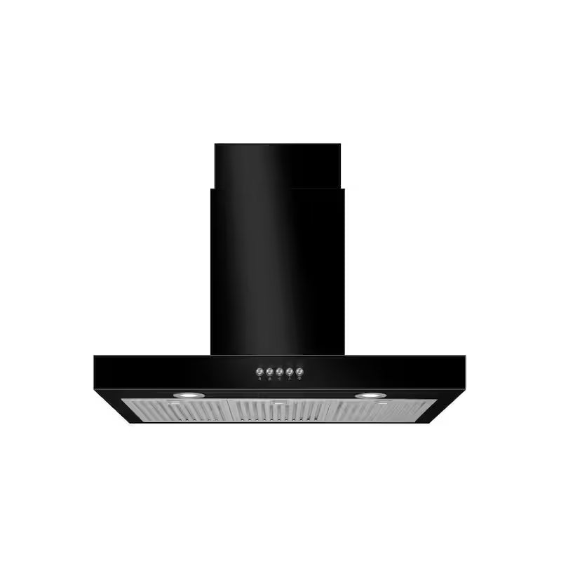 30 in. 350CFM Convertible T-Shape Wall Mount Range Hood in Black with Charcoal Filters and LED Lighting Y40301