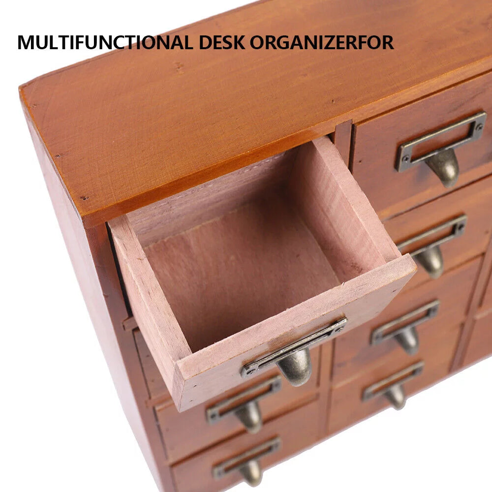 16 Drawer Vintage Wood Apothecary Cabinet E304500