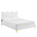 White Velvet Full Platform Bed C696653