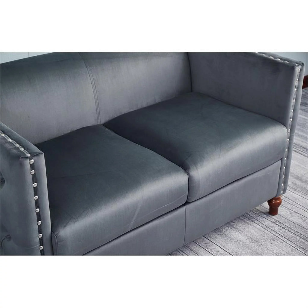 Velvet Sofa and Loveseat Set of 2 Gray E453476