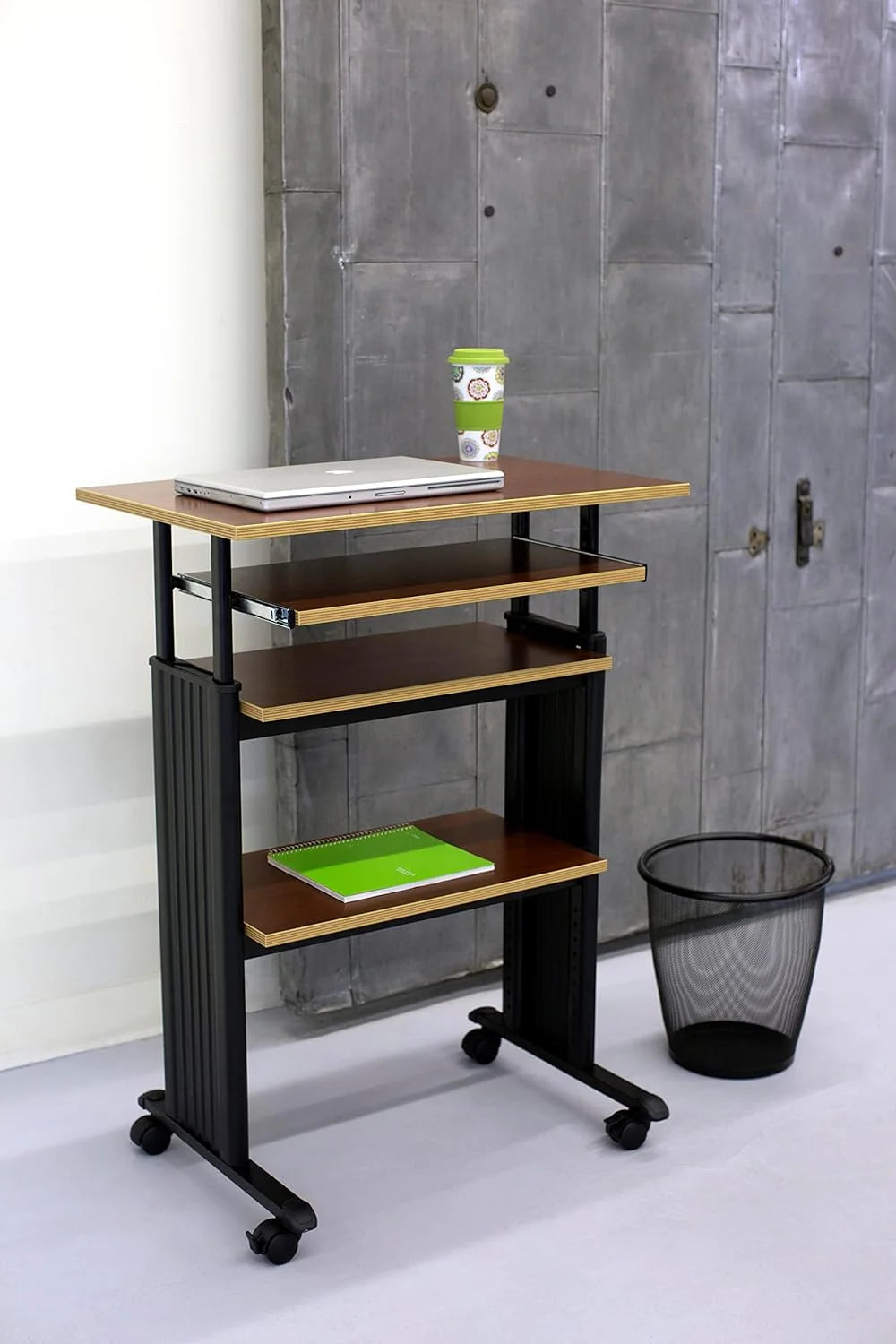 Height-Adjustable Desk with Keyboard Storage and 4 Wheels U115