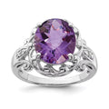 Oval Checker-Cut Amethyst & Diamond Ring C529