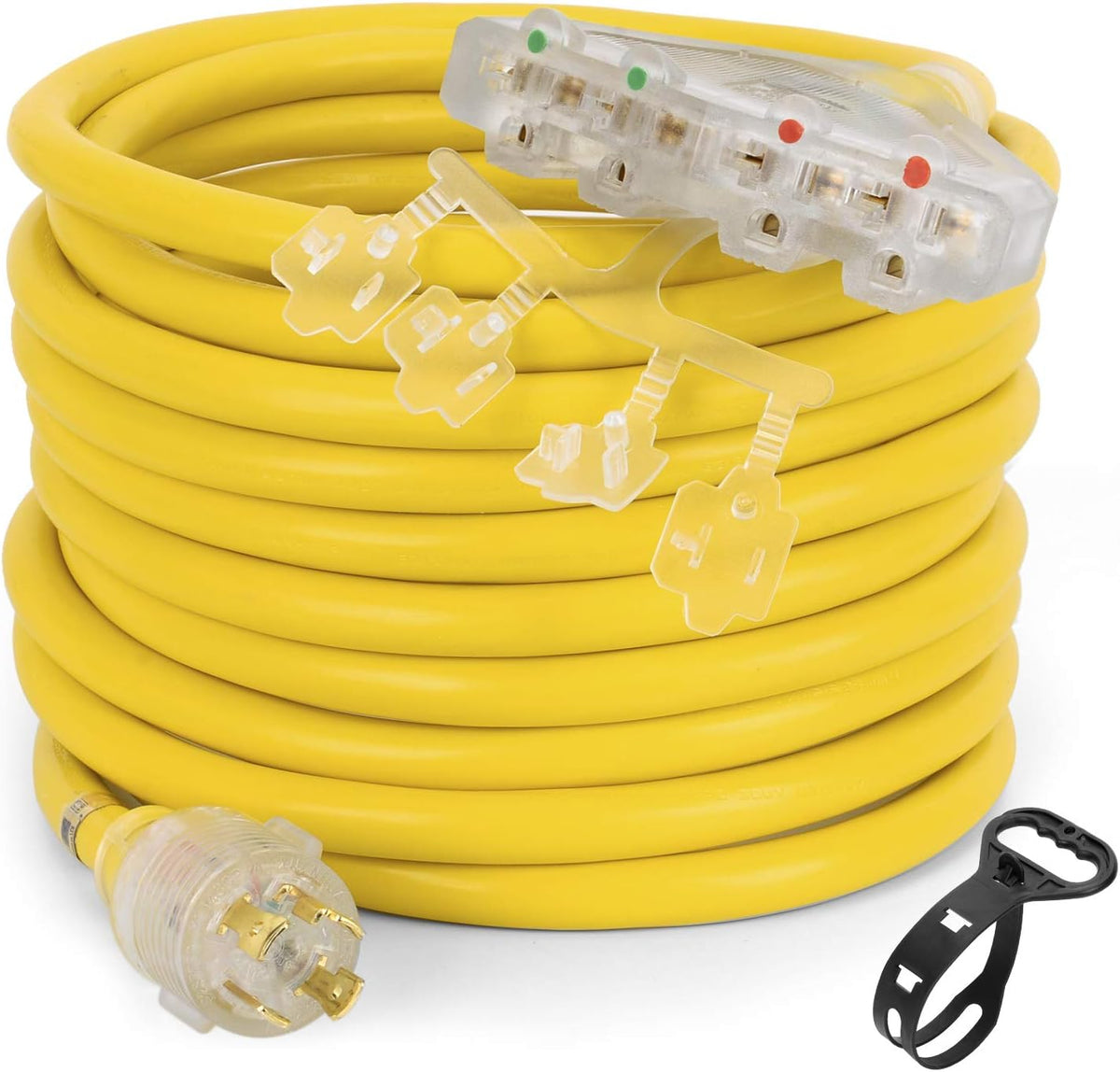25 Feet Heavy Duty Generator Extension Cord, 4 Prong 10 Gauge, 125/250V 30Amp 7500 Watts, Pack of 2 F449