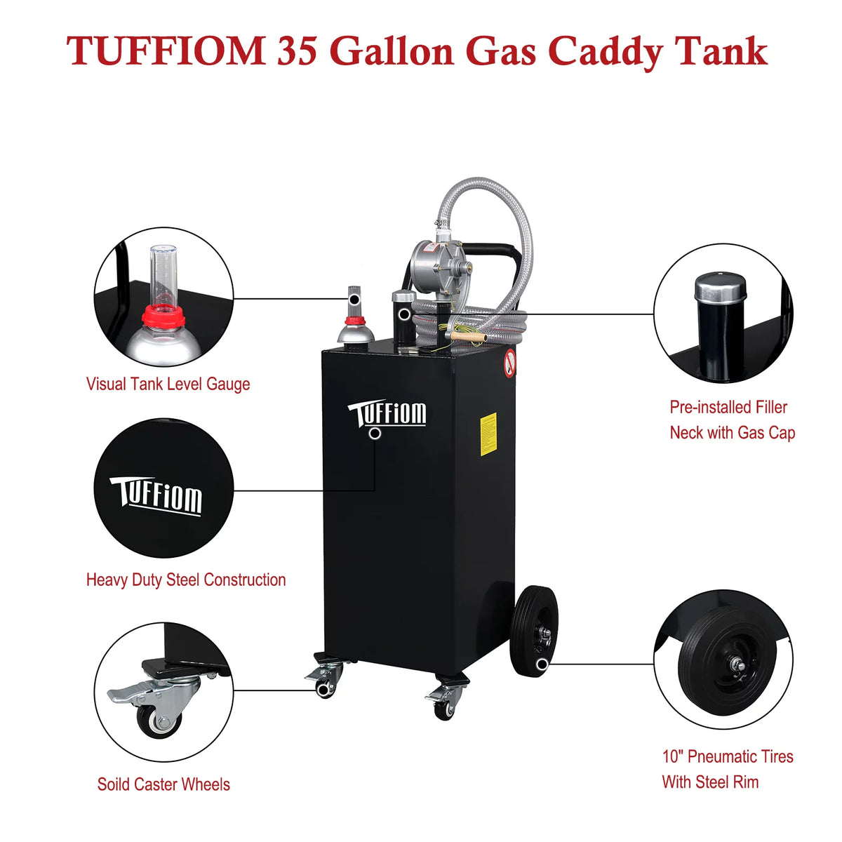 35 Gallon Gas Caddy with Hand Pump & Wheels D2754