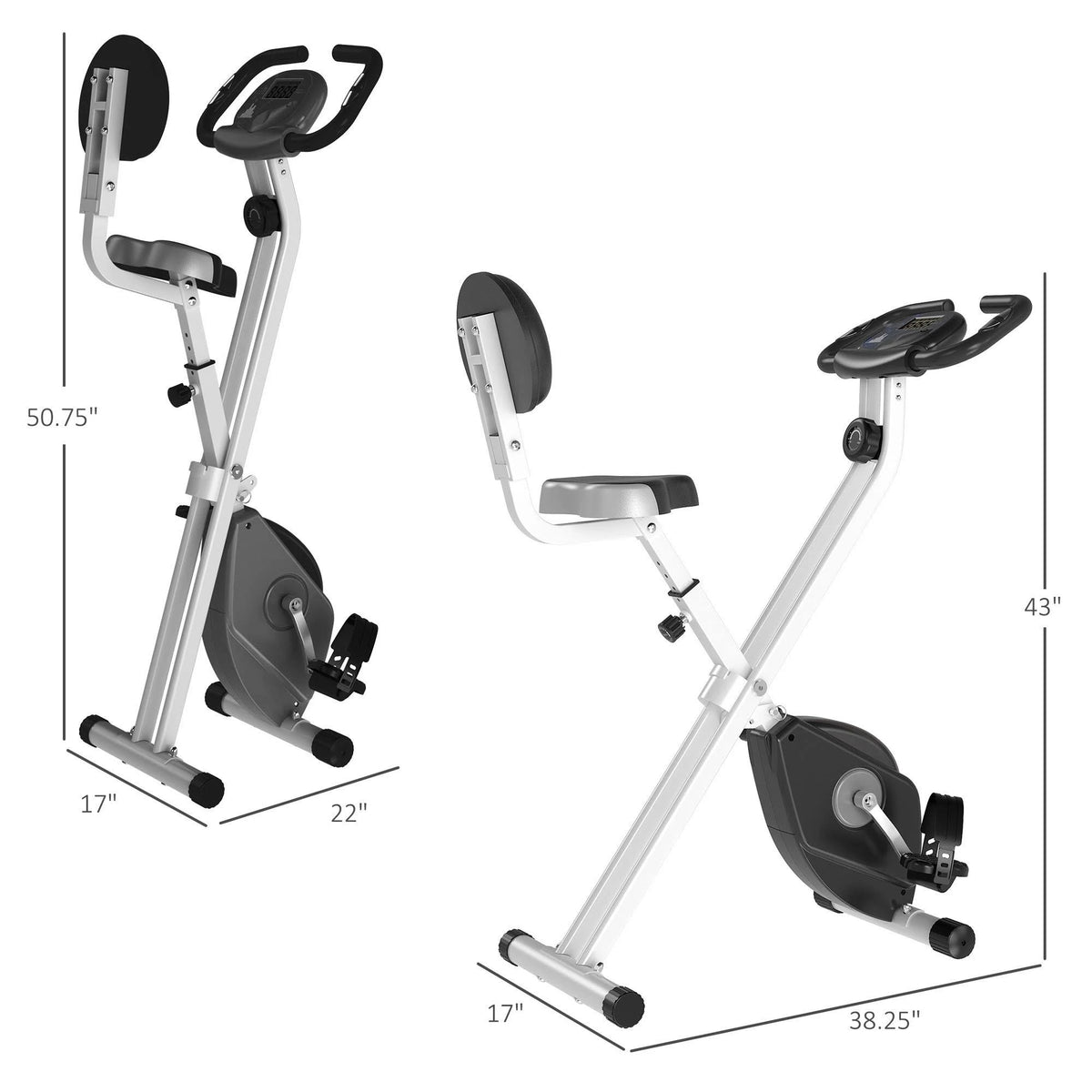 Foldable Upright Bike with LCD Screen Grey X48178
