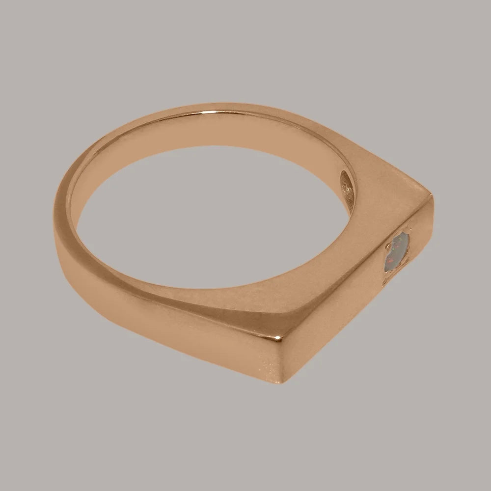 9k Rose Gold Opal Mens Band Ring W642