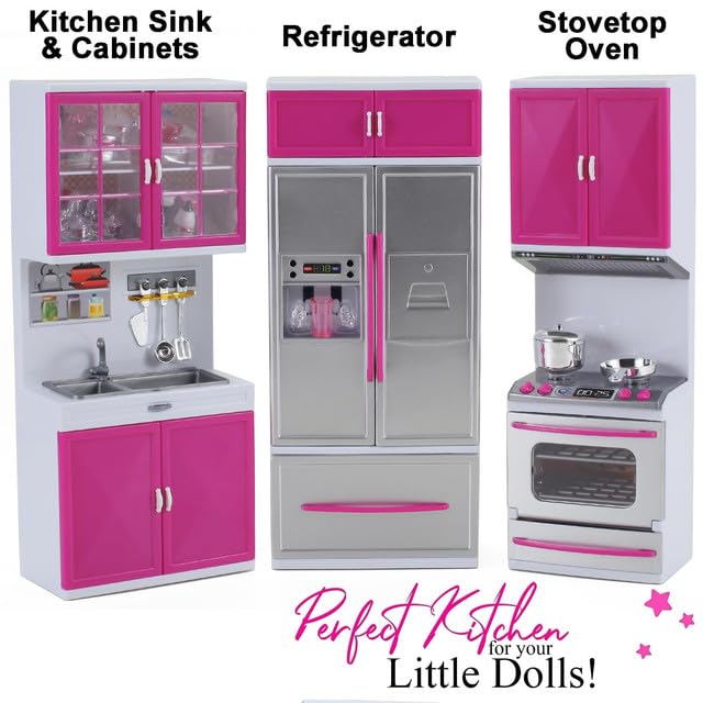 4-in-1 Doll Kitchen Playset with Realistic Lights & Sounds Y955174