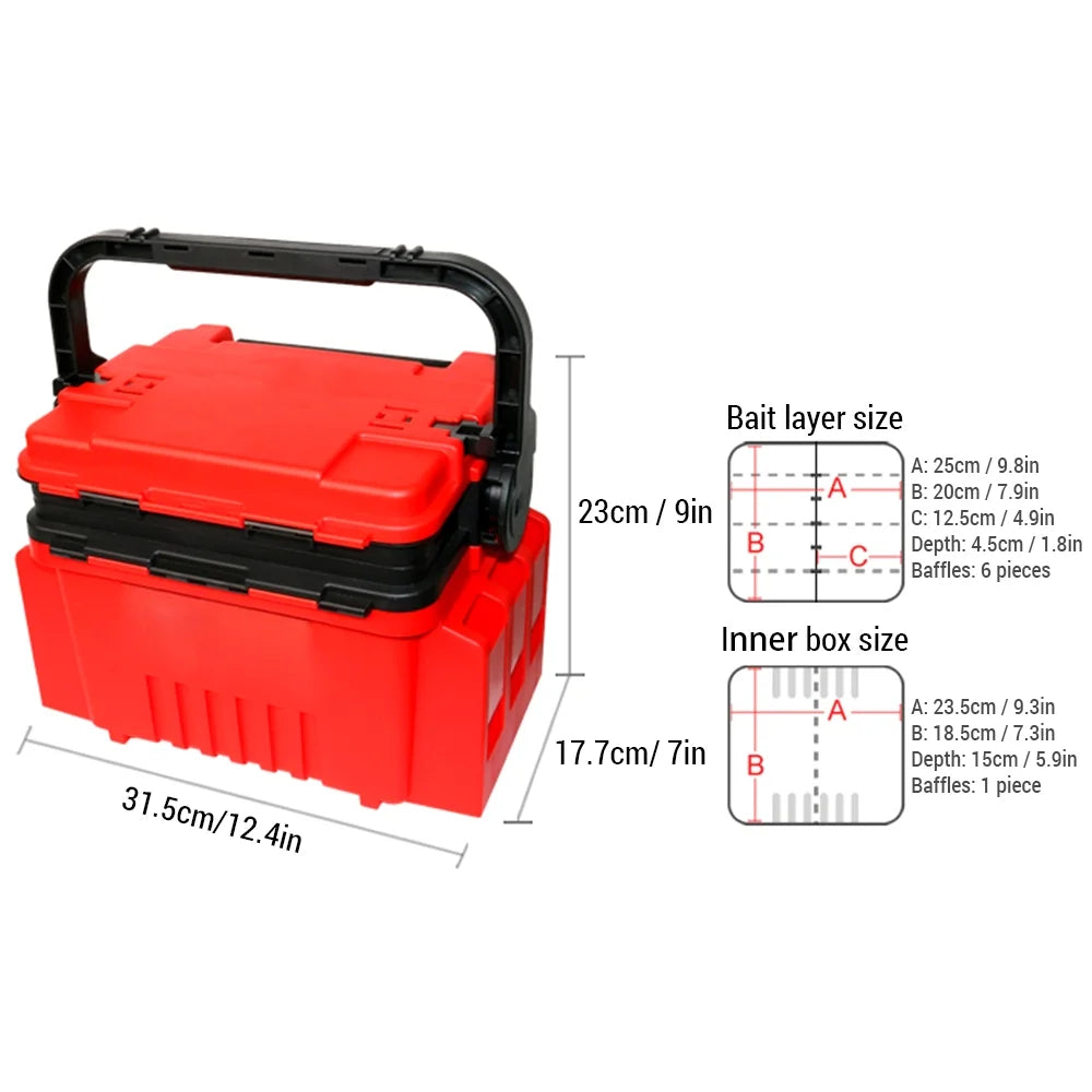 Travel Fishing Tackle Box Gear Lures Hook Tools Case U29914