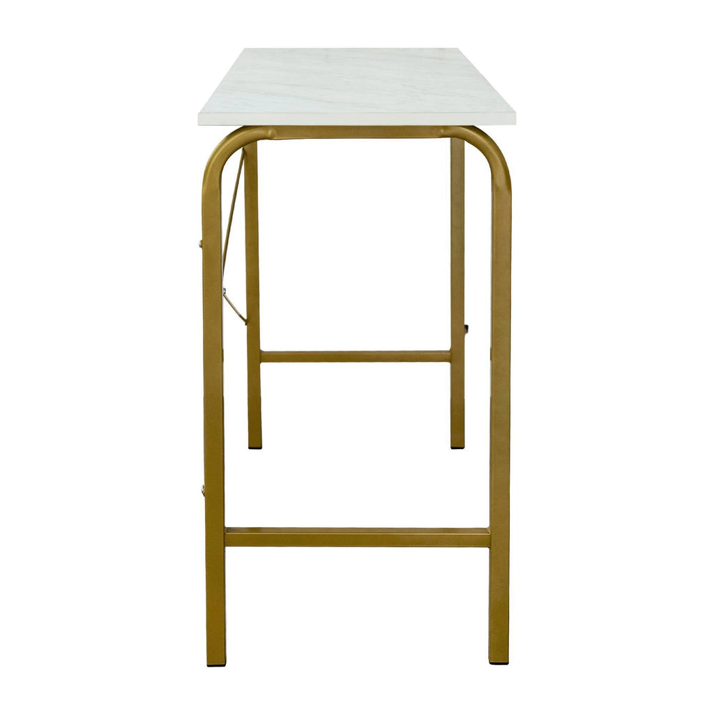 40 inch Faux Marble Top Desk with Brass Frame F13329