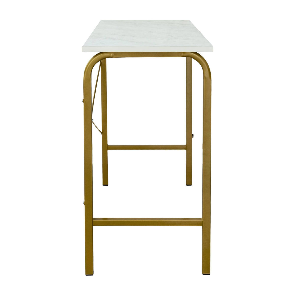 40 inch Faux Marble Top Desk with Brass Frame F13329