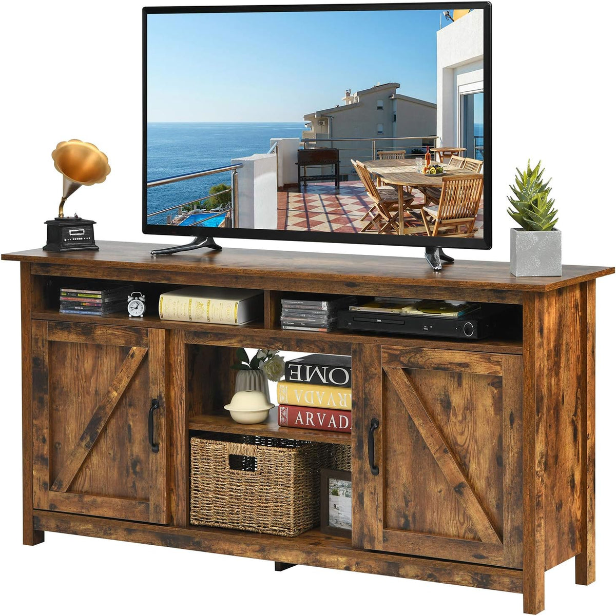 Rustic Brown Industrial TV Stand J6210
