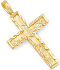 14k Yellow Gold Diamond Cut Cross Charm Pendant E681