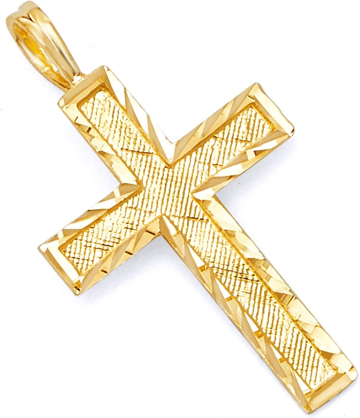 14k Yellow Gold Diamond Cut Cross Charm Pendant E681