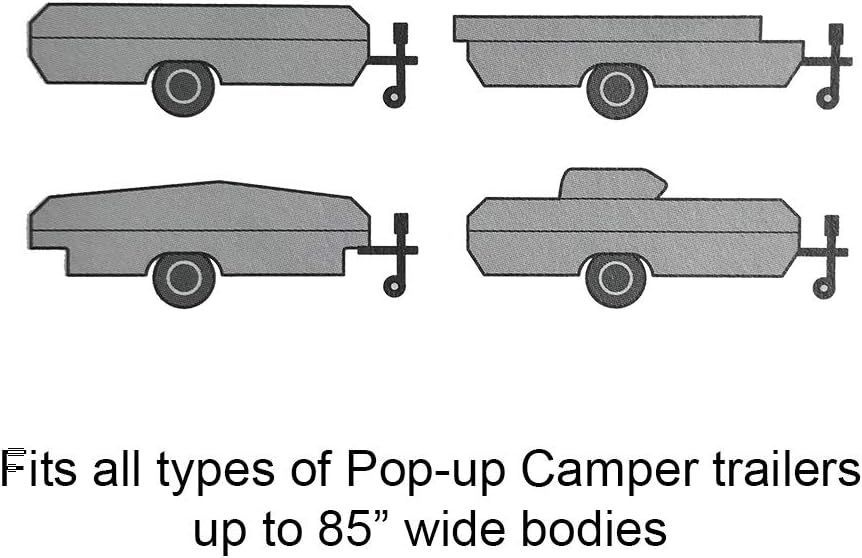 Pop-up Folding Camper Cover Reinforced Windproof Side-Straps Anti-UV Water-Resistance Triple Layers Heavy Duty for Trailer RV Motorhome V93893