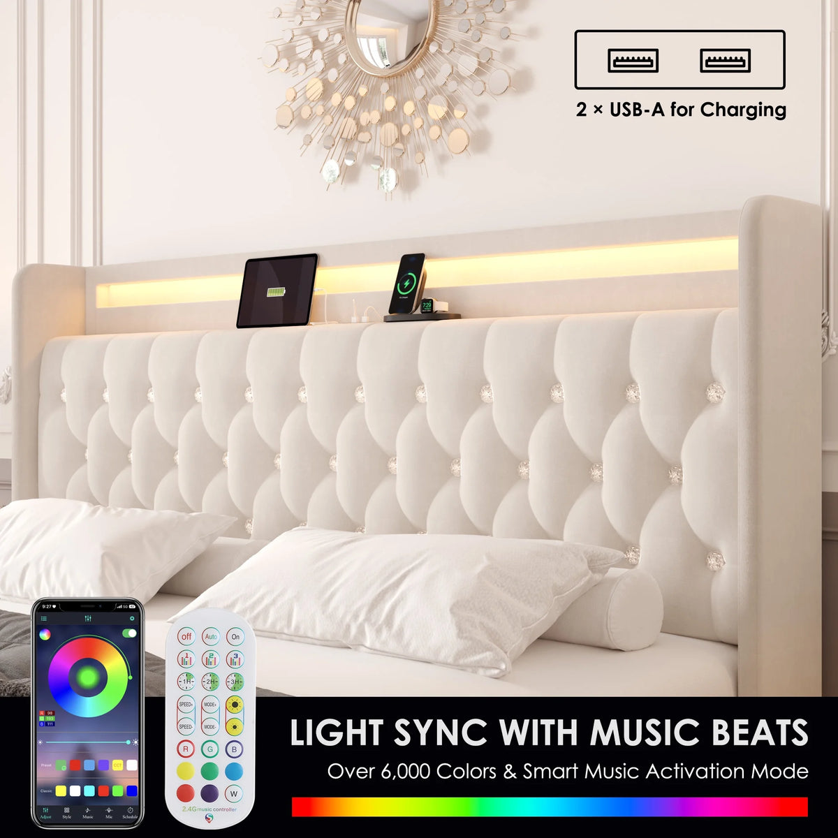 King Size LED Bed Frame with 4 Storage Drawers L80833