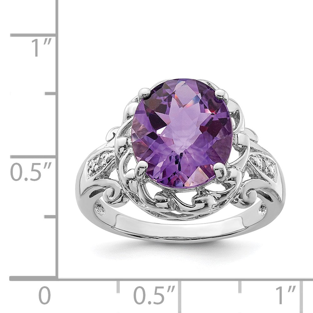 Oval Checker-Cut Amethyst & Diamond Ring C529