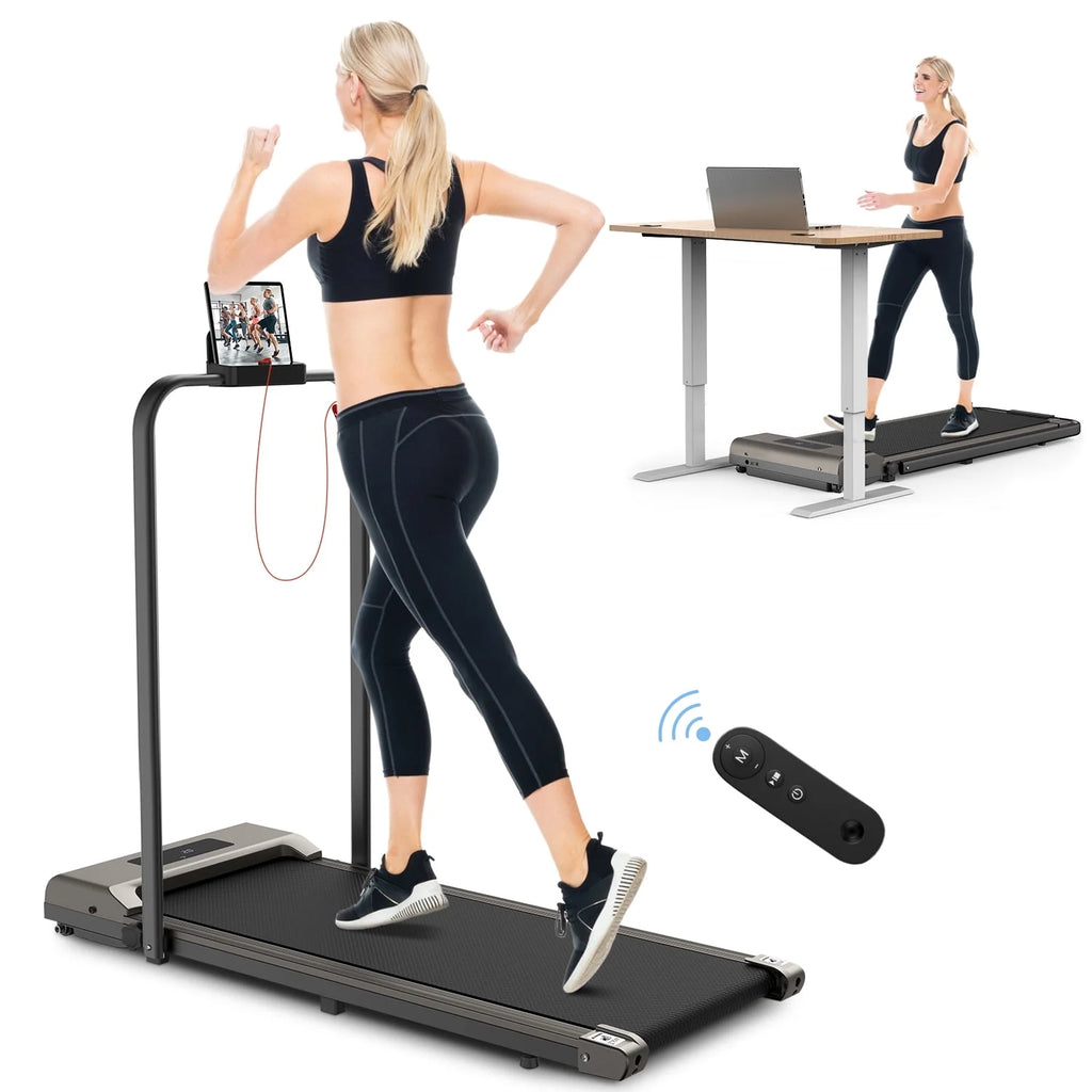2 in 1 Folding Treadmill 265 lbs Gray Y73788