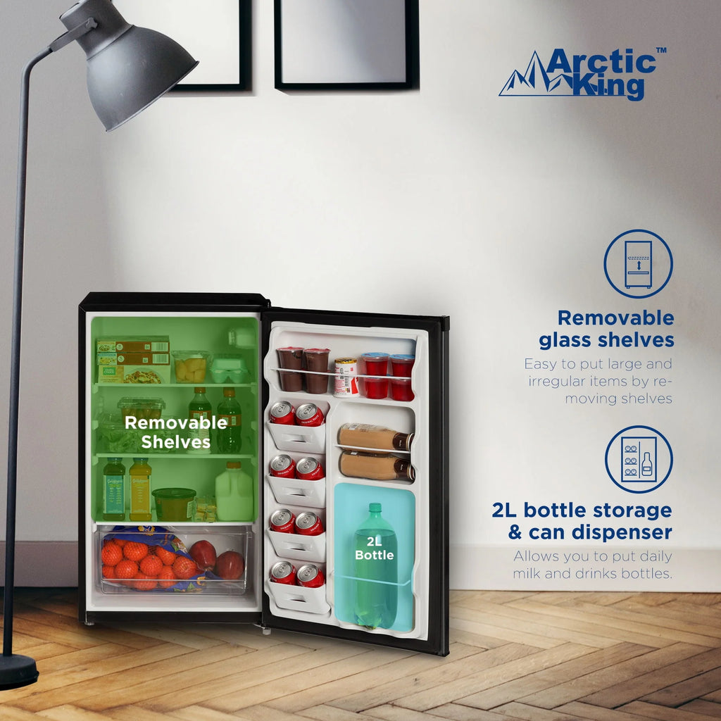 4.4 Cu ft Mini Fridge, Black Stainless Steel Look Q398