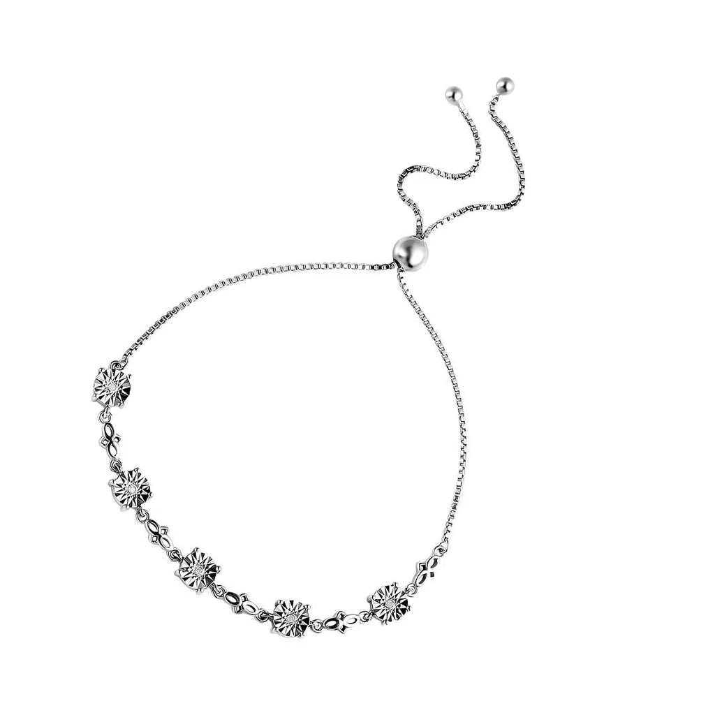 925 Sterling Silver White Bolo Bracelet G80201
