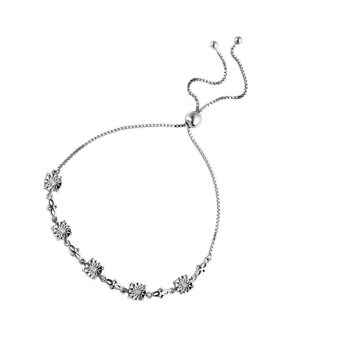925 Sterling Silver White Bolo Bracelet G80201