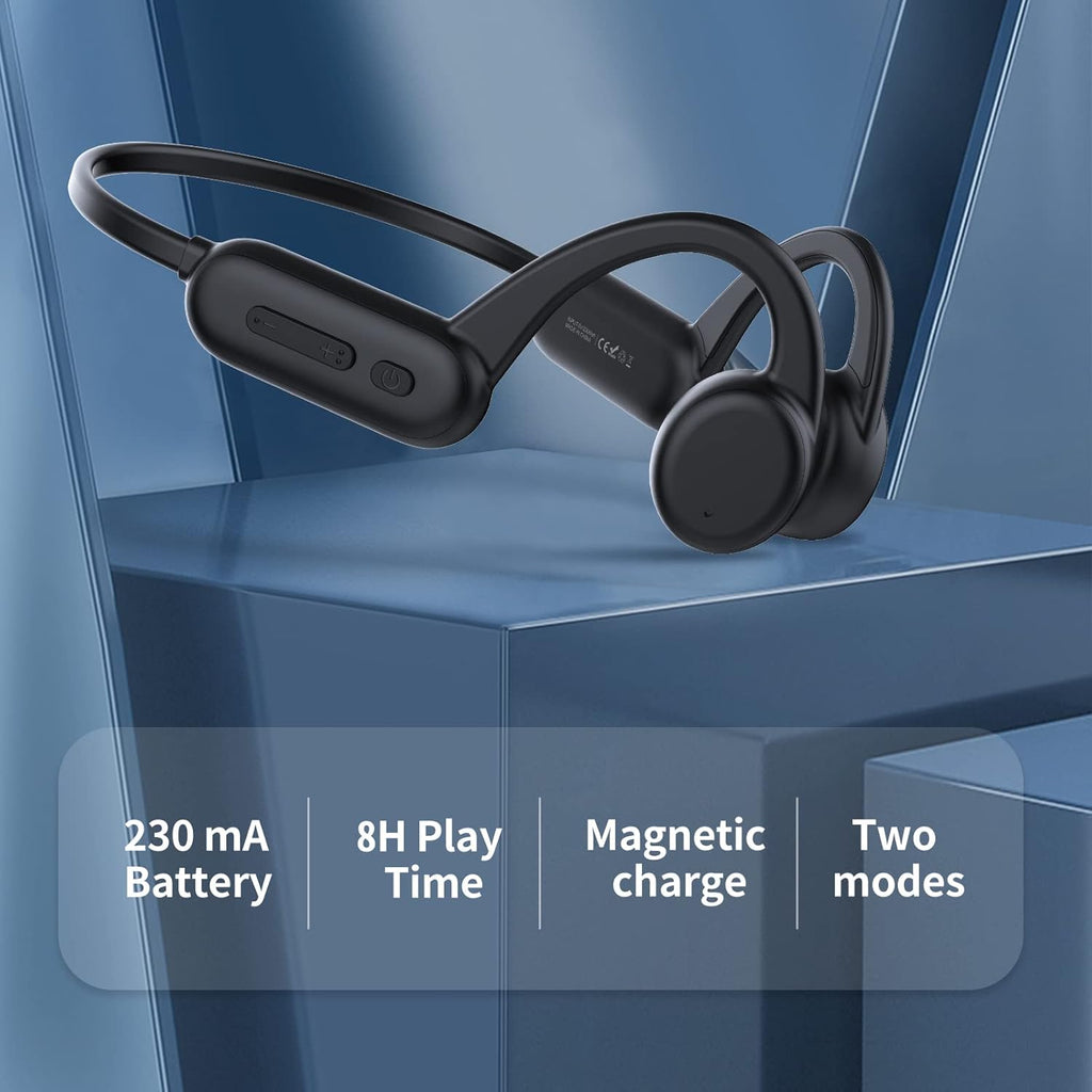 Black Bone Conduction Open Ear Headphones with Mic, 8G Memory, IPX 8 Waterproof, Pack of 2 L9501