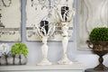 Set of 3 Blue-Washed Wood Candlestick B5482