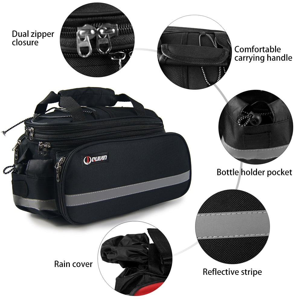 Rear Seat Bag Expandable MTB Bike Rack Bag with Rain Cover A11806
